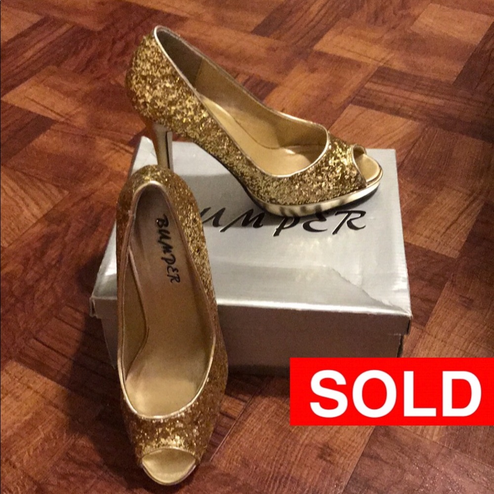 🤩Bumper shoe brand glittery gold🌈
